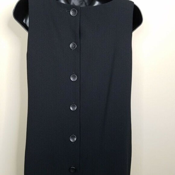 Ann Taylor Womens Sheath Dress Size 4 Vintage 90s Black Large Buttons Sleeveless - Picture 4 of 6